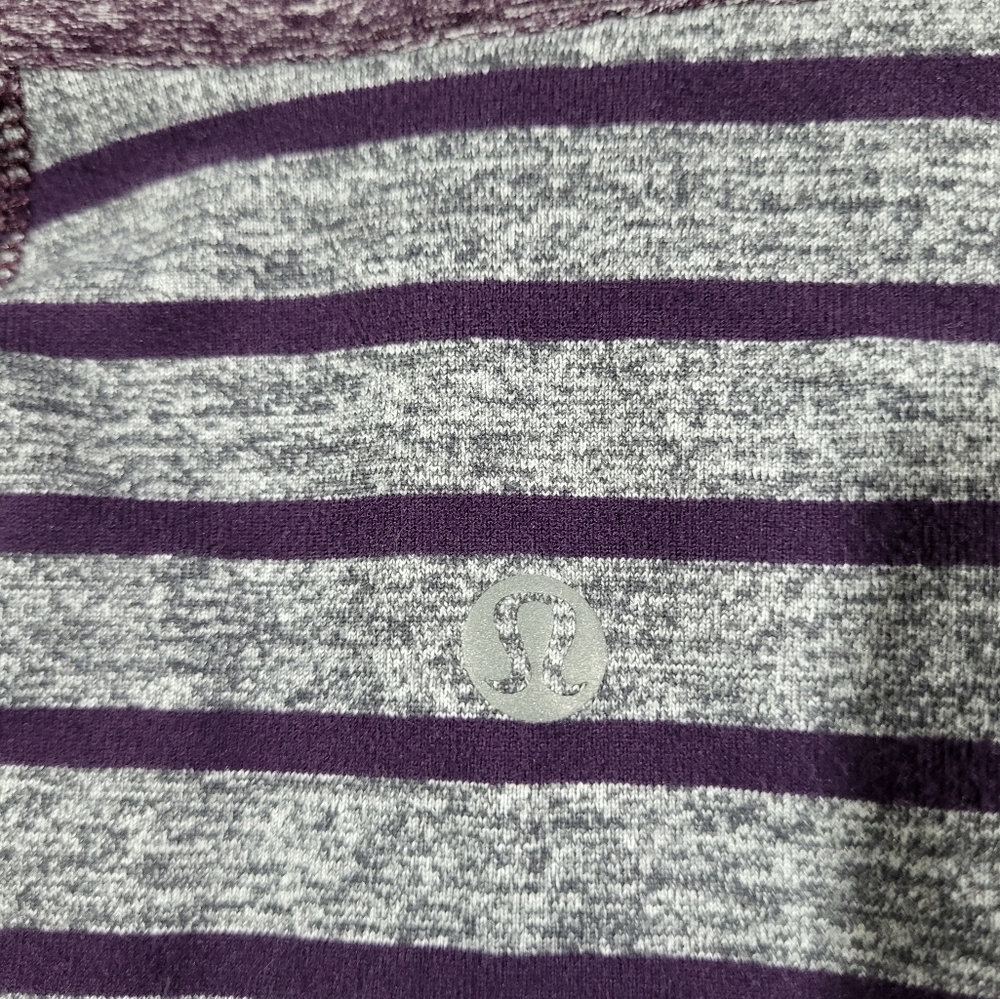 Lululemon Surge Warm 1/4 Zip Pullover Yachtie Stripe Heathered Grey Purple Large - Picture 16 of 16